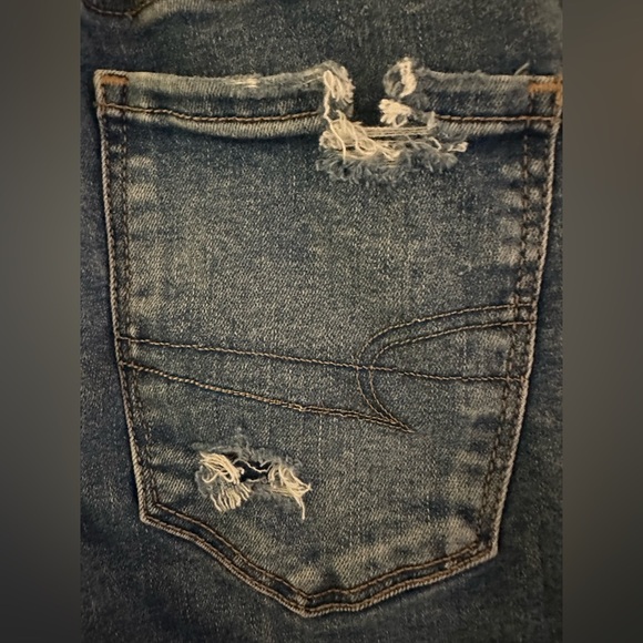 American Eagle Outfitters AEO Distressed Blue Hi-Rise Jeggings Stretch Jeans - Picture 16 of 16